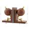 9" Brown Leather Globe Handmade Stitched Bookends Set